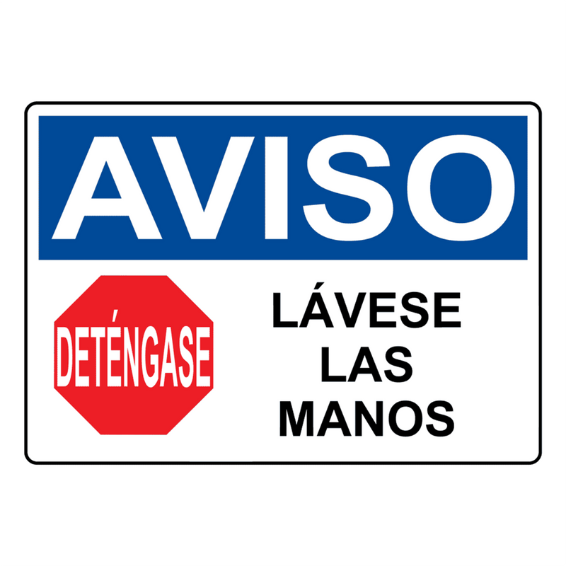 Spanish OSHA NOTICE Wash Your Hands Sign With Symbol