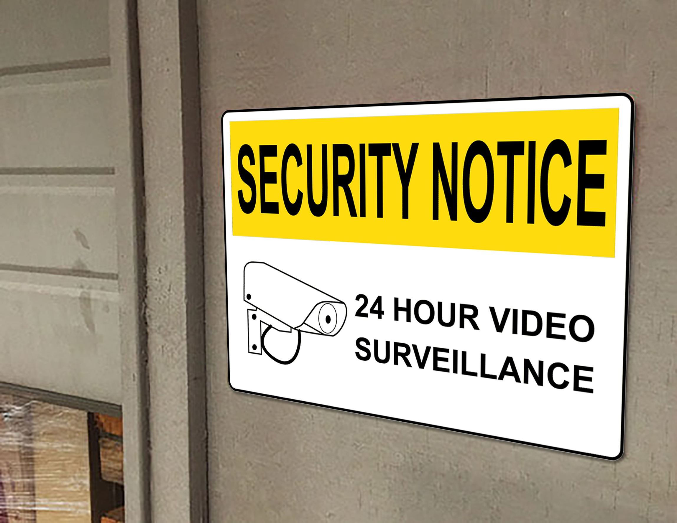 Letrero de Aviso de Seguridad de OSHA con Símbolo de Videovigilancia las 24 Horas