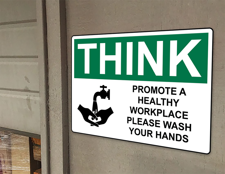 OSHA THINK Promote A Healthy Workplace With Symbol Sign With Symbol