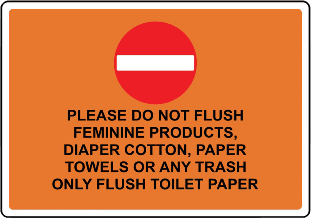 Please Do Not Flush Feminine Sign With Symbol