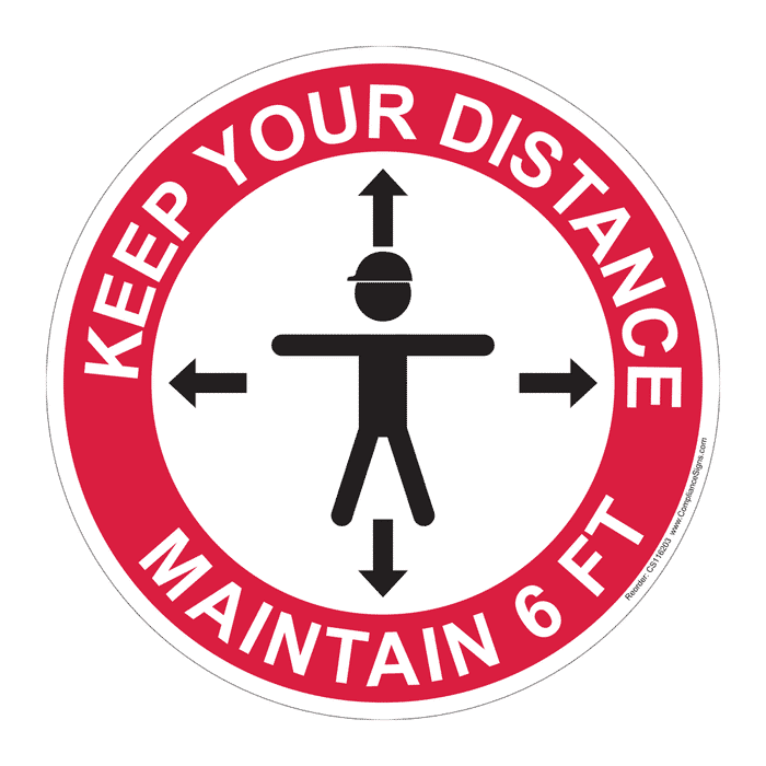 Keep Your Distance Maintain 6 Ft Hard Hat Label
