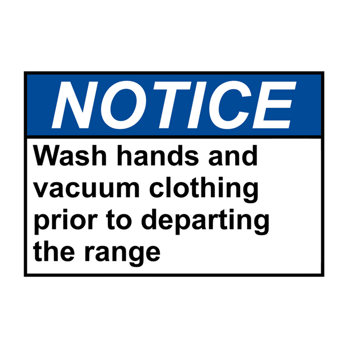 ANSI NOTICE Wash hands and vacuum clothing prior to departing Sign